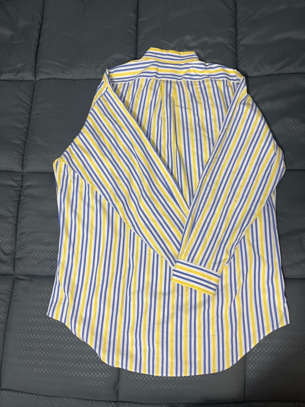Ralph Lauren Yellow and Blue Vertical Stripe Dress Shirt - Picture 3 of 5